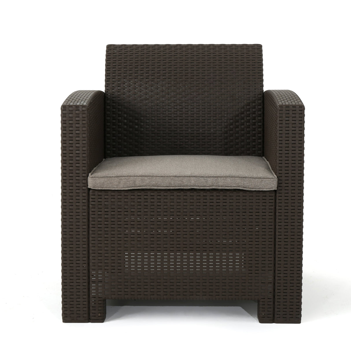 Houston Outdoor 2-Seater Wicker Print Club Chair Chat Set with Fire Pit by Christopher Knight Home
