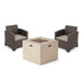 Houston Outdoor 2-Seater Wicker Print Club Chair Chat Set with Fire Pit by Christopher Knight Home