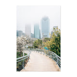 Houston Texas Downtown in Fog 01 Photography Nature Art Print/Poster