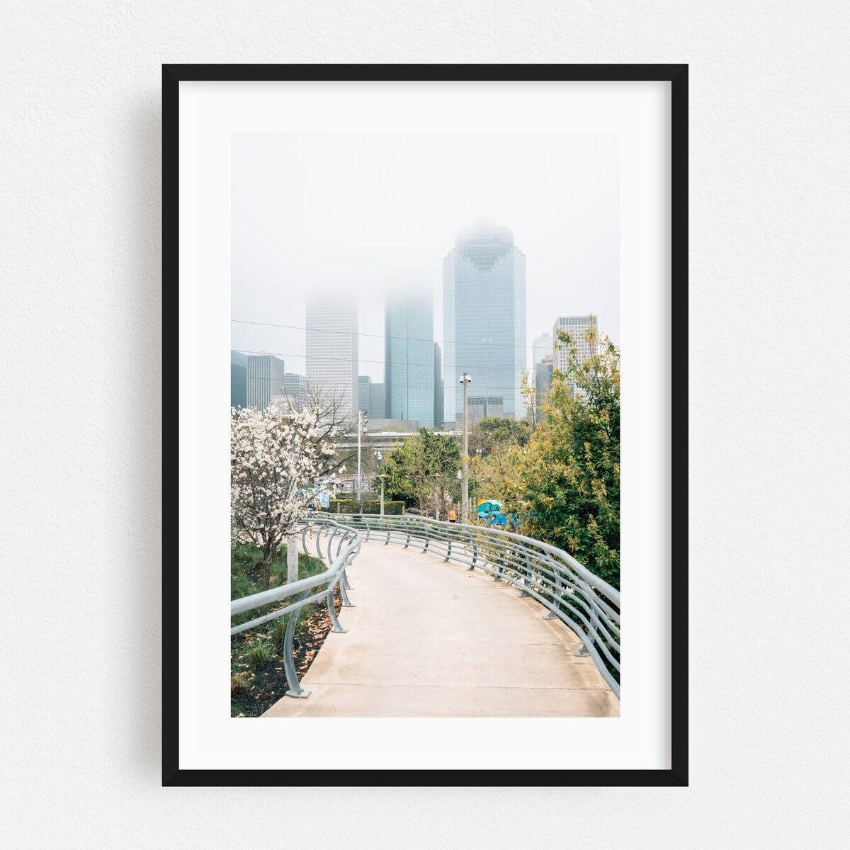 Houston Texas Downtown in Fog 01 Photography Nature Art Print/Poster