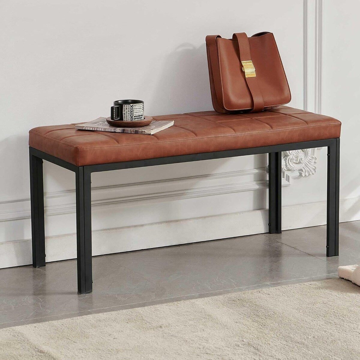 Howtai 36.6" Upholstered Leather PU Dining Bench