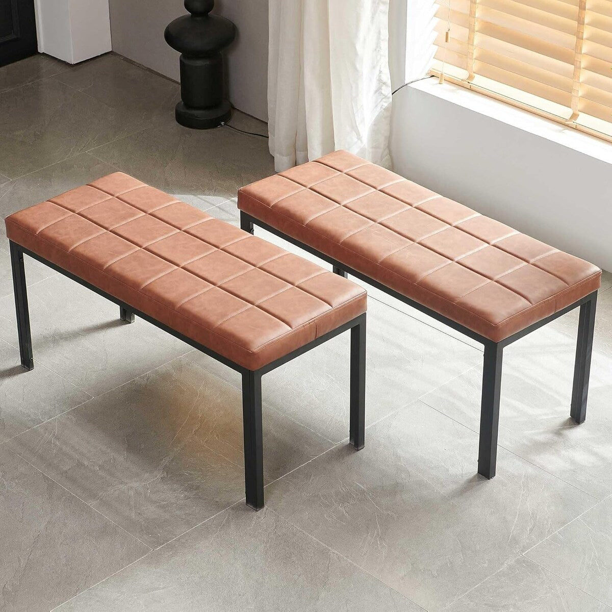 Howtai 36.6" Upholstered Leather PU Dining Bench