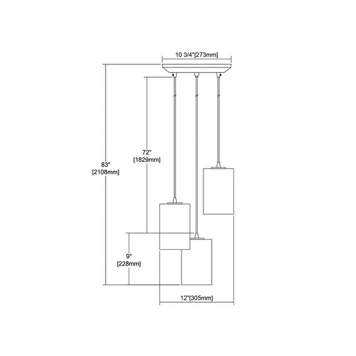 Hoylake Approach - 3 Light Pendant in Modern/Contemporary Style - 9