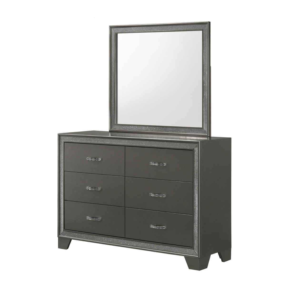 Hoyt 5 Piece Dark Gray Faux Leather Upholstered Tufted Panel Bedroom Set