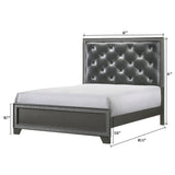 Hoyt 5 Piece Dark Gray Faux Leather Upholstered Tufted Panel Bedroom Set