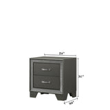 Hoyt 5 Piece Dark Gray Faux Leather Upholstered Tufted Panel Bedroom Set