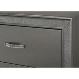 Hoyt 5 Piece Dark Gray Faux Leather Upholstered Tufted Panel Bedroom Set