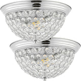 Hudson 12" 1-Light Traditional Transitional Iron LED Flush Mount, Chrome/Clear by JONATHAN Y