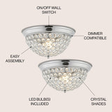 Hudson 12" 1-Light Traditional Transitional Iron LED Flush Mount, Chrome/Clear by JONATHAN Y