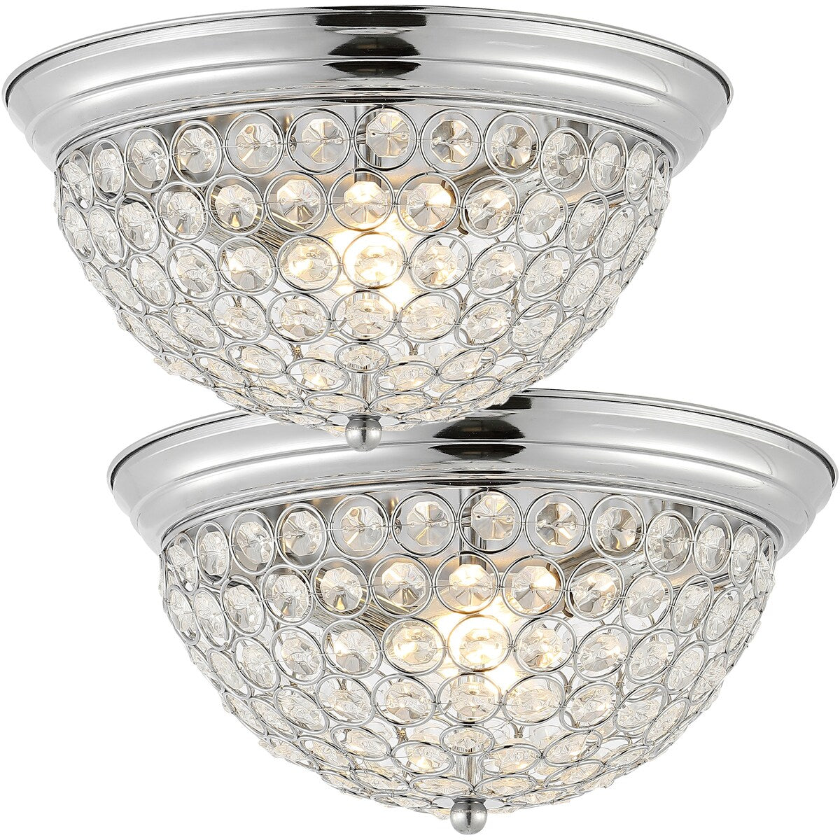 Hudson 12" 1-Light Traditional Transitional Iron LED Flush Mount, Chrome/Clear by JONATHAN Y