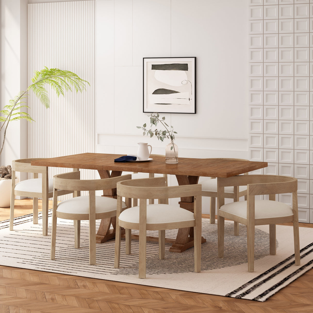 Hudson Fabric and Wood 7 Piece Dining Set by Christopher Knight Home