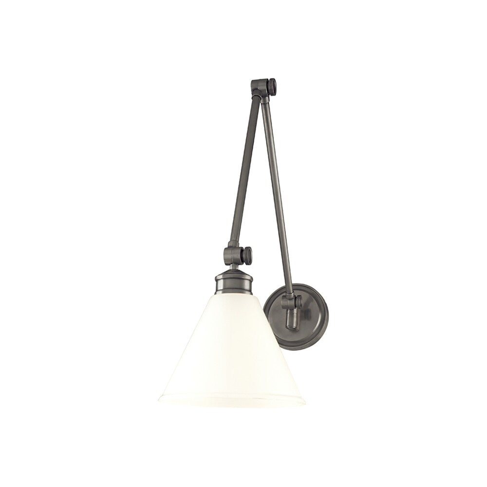 Hudson Valley Exeter 1-light Antique Nickel Wall Sconce, Opal Glossy Glass Shade