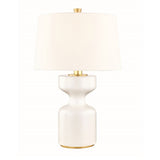 Hudson Valley Locust Grove 1-light Glossy White Table Lamp with Aged Brass Accent