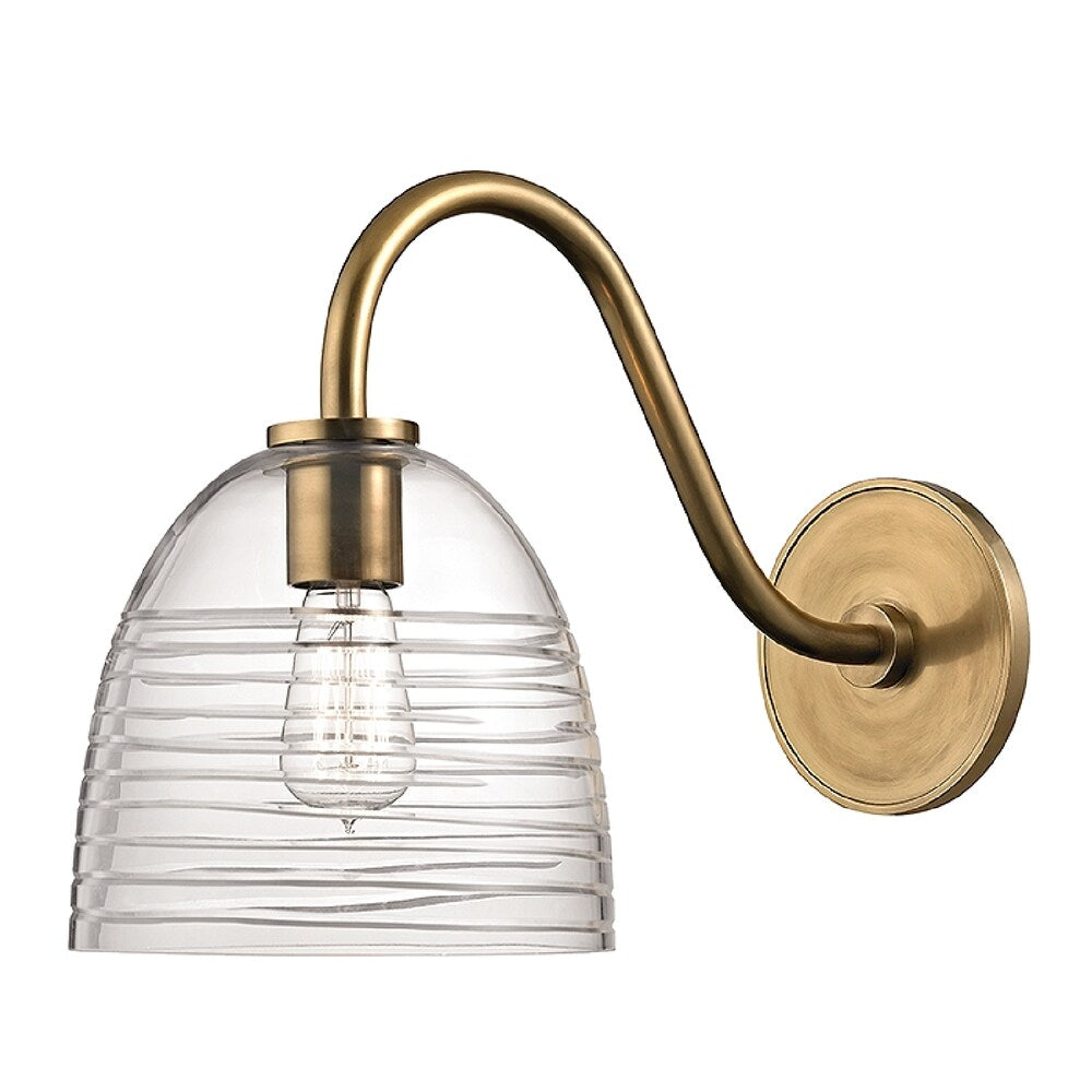 Hudson Valley Remsen 1-light Wall Sconce, Aged Brass with Clear