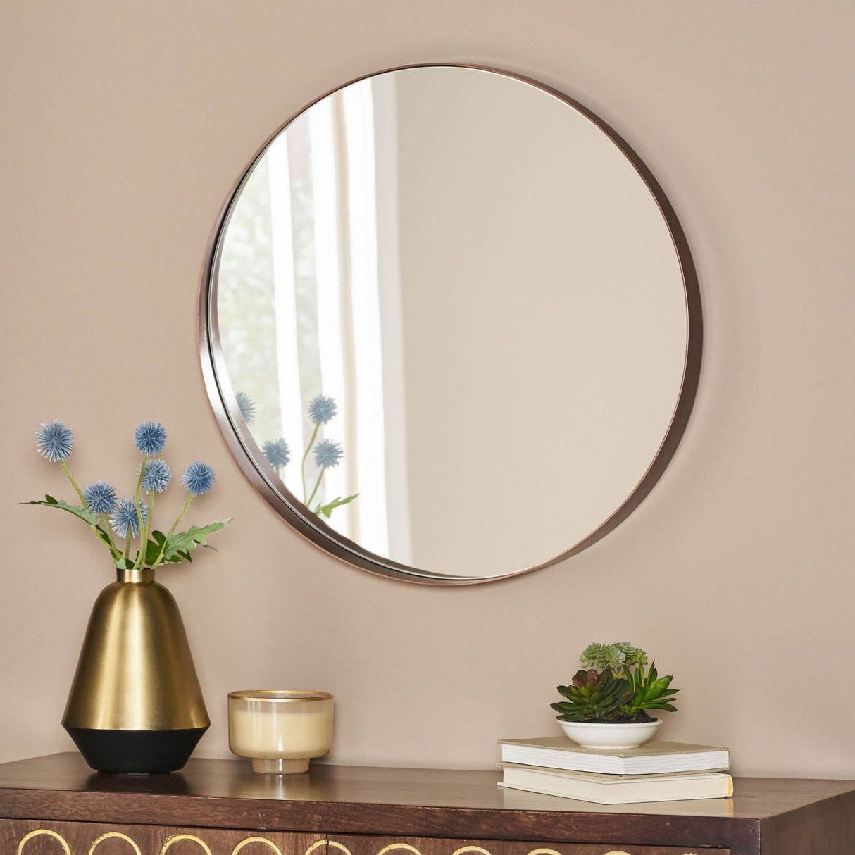 Hudspeth Contemporary Round Wall Mirror by Christopher Knight Home
