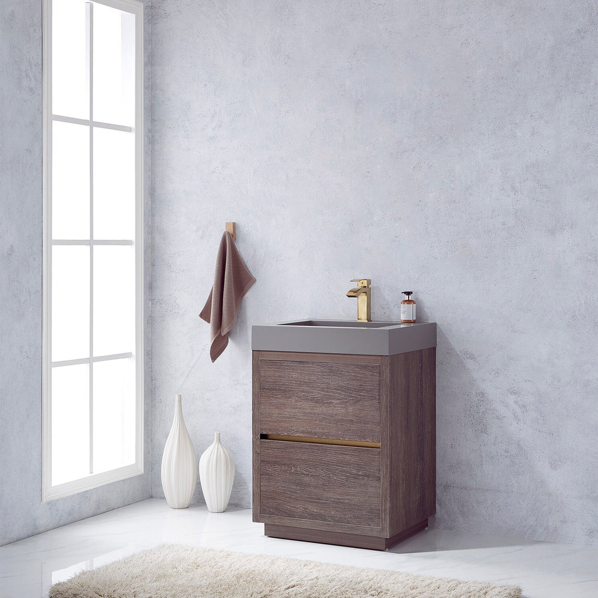 Huesca 24" Single Sink Bath Vanity with Grey Sink Top