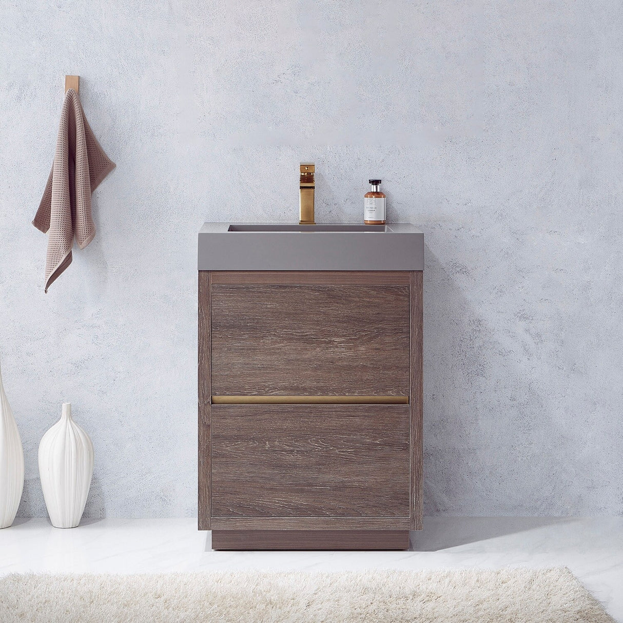 Huesca 24" Single Sink Bath Vanity with Grey Sink Top