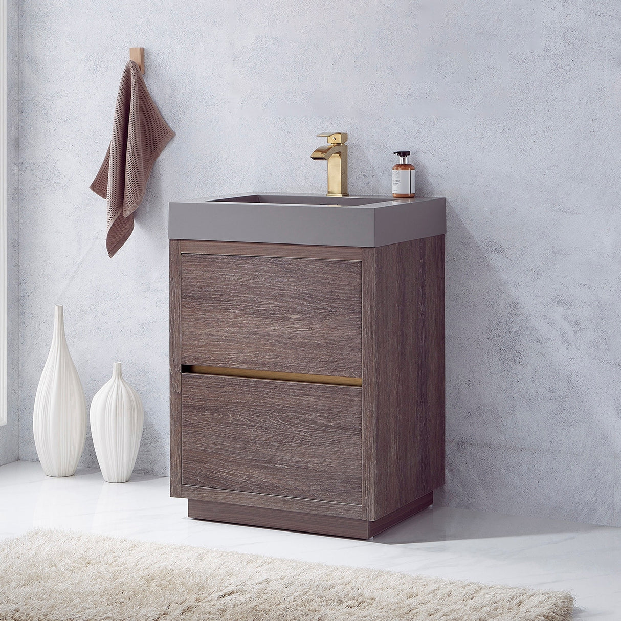 Huesca 24" Single Sink Bath Vanity with Grey Sink Top