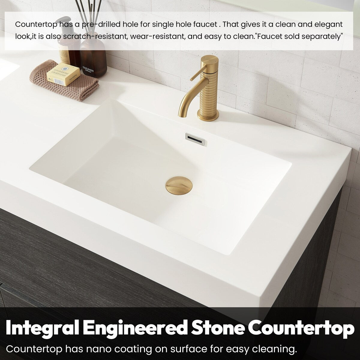 Huesca Bath Vanity with Composite Integral Sink Top without Mirror