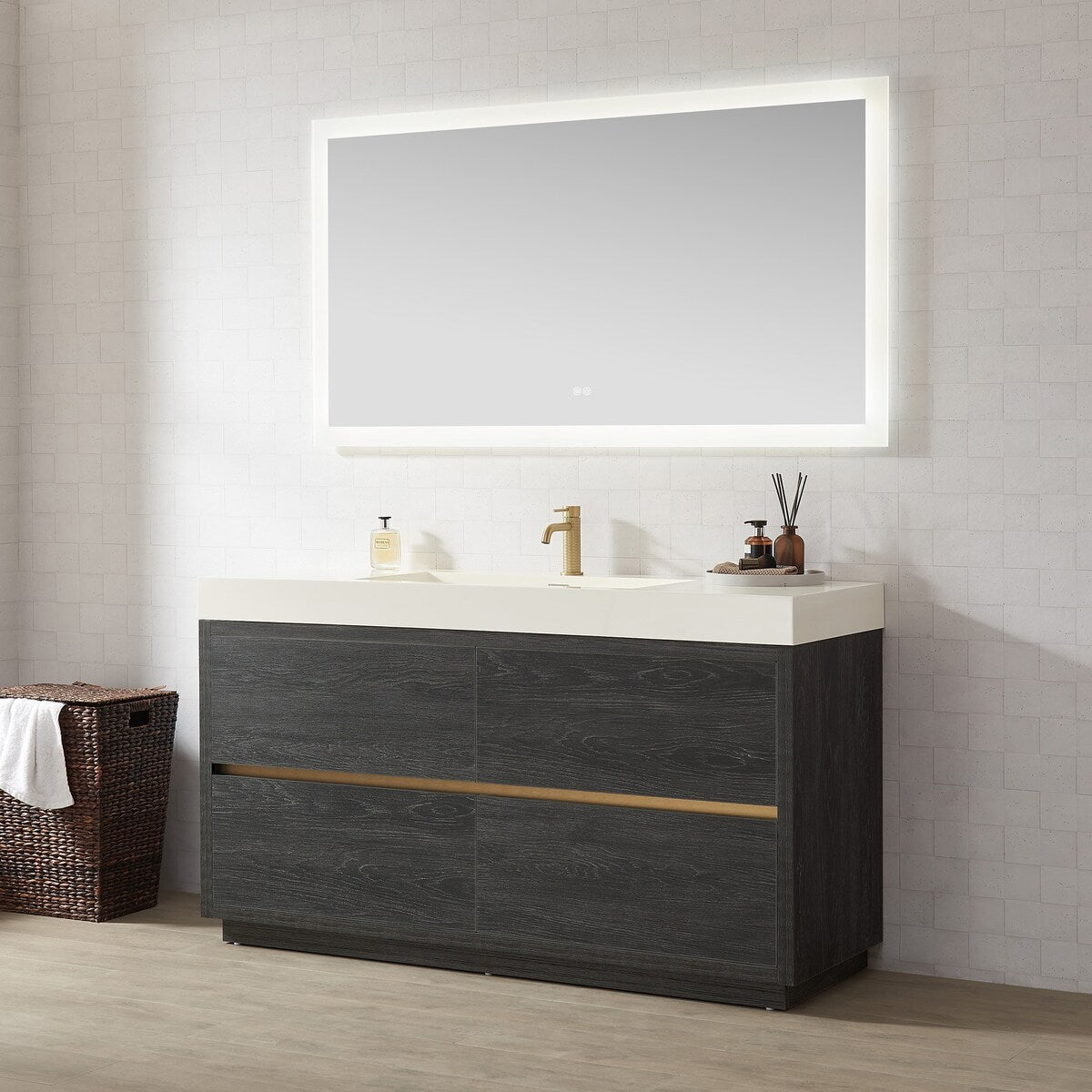 Huesca Bath Vanity with Composite Integral Sink Top without Mirror