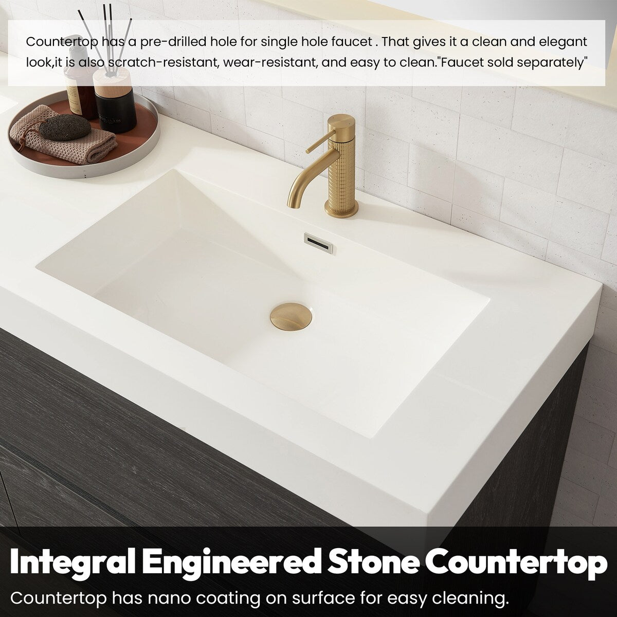 Huesca Bath Vanity with Composite Integral Sink Top without Mirror