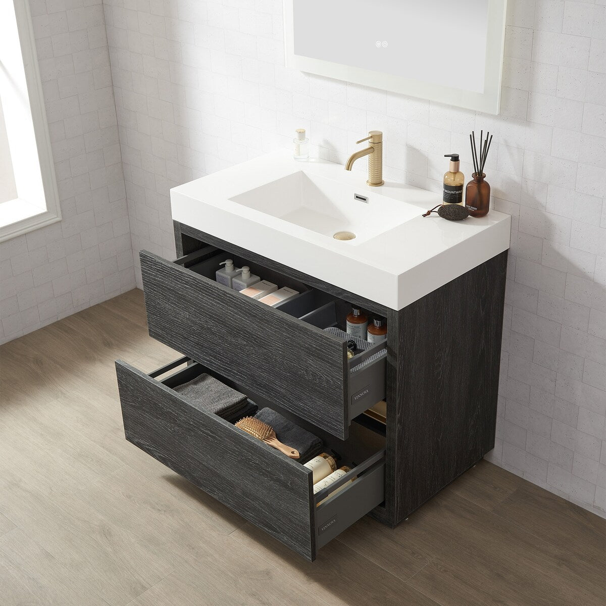 Huesca Bath Vanity with Composite Integral Sink Top without Mirror