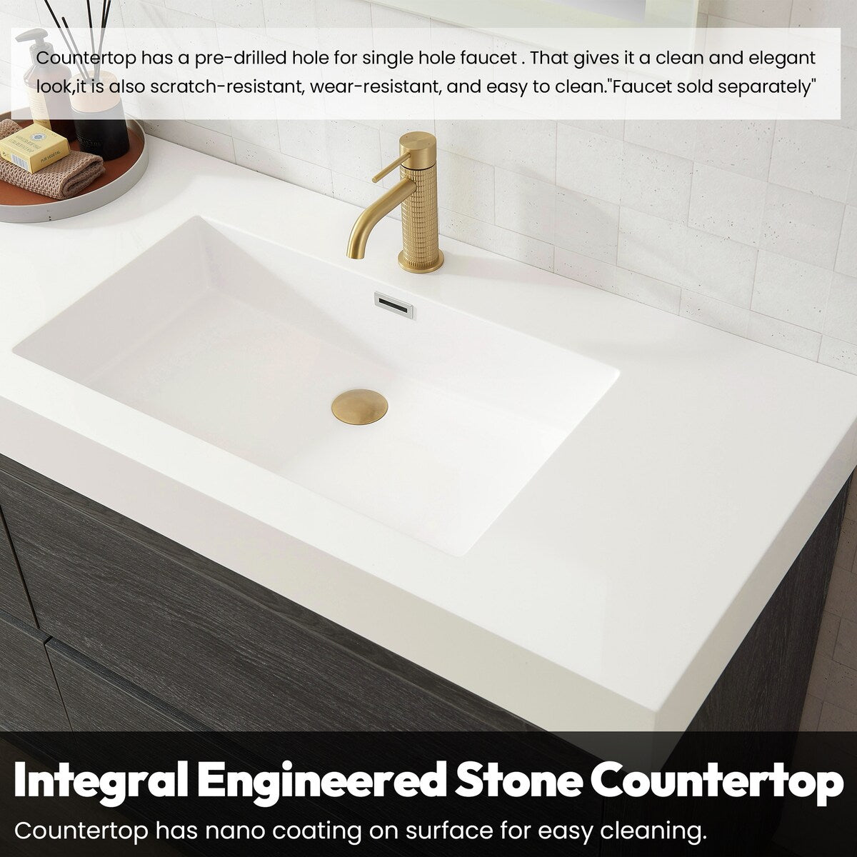 Huesca Bath Vanity with Composite Integral Sink Top without Mirror