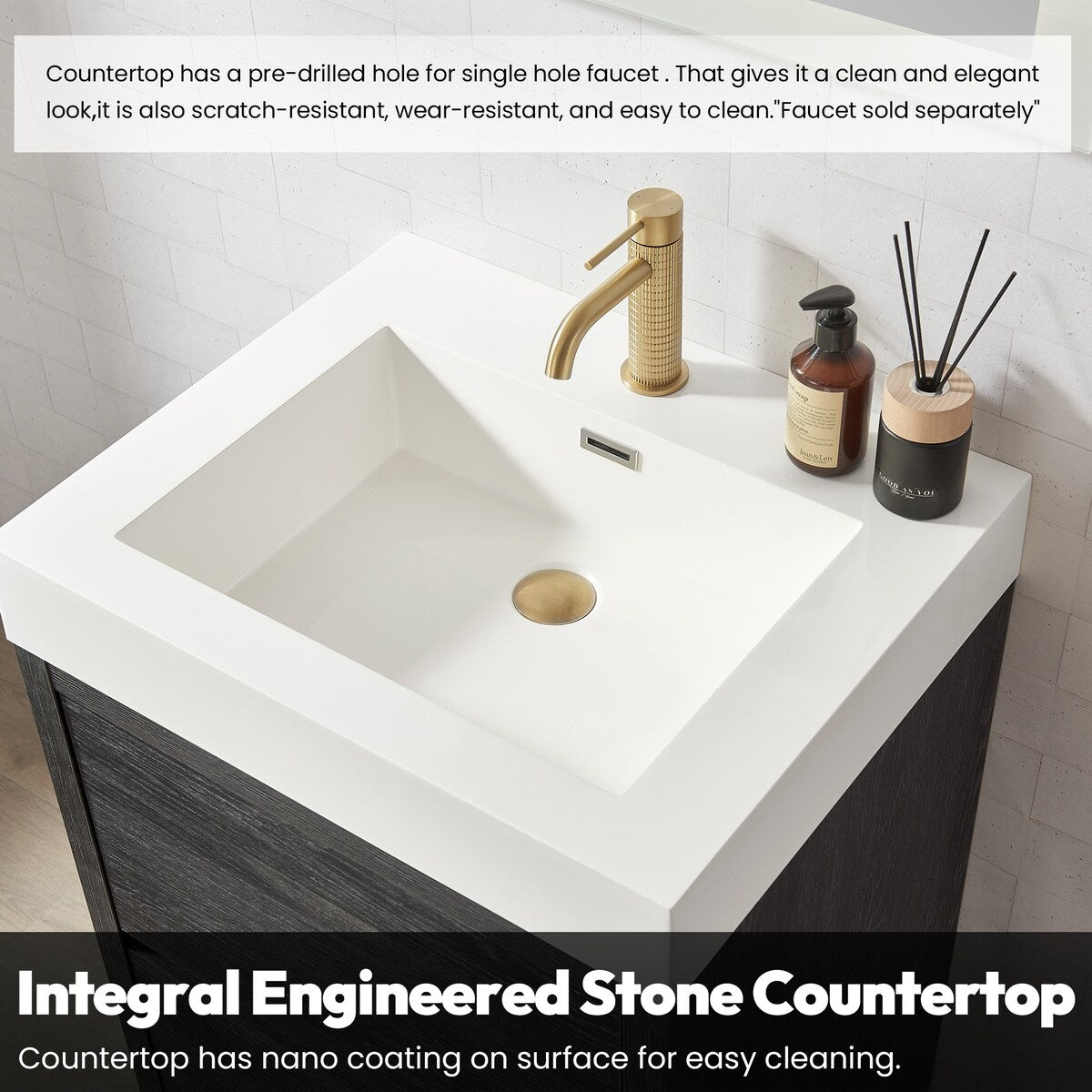 Huesca Bath Vanity with Composite Integral Sink Top without Mirror