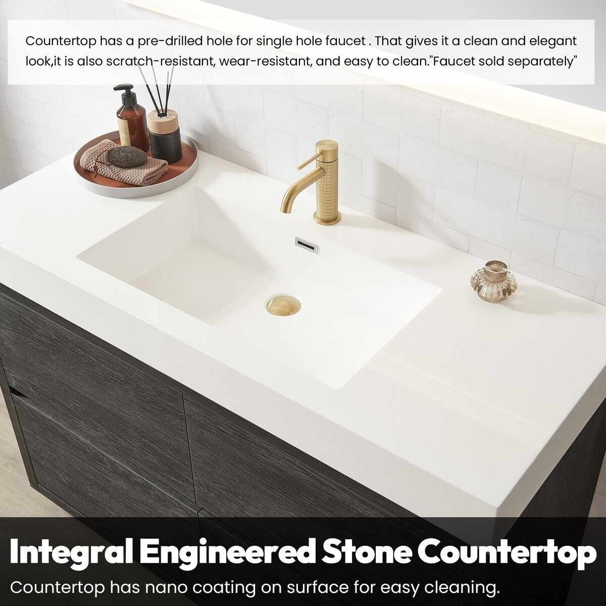 Huesca Bath Vanity with Composite Integral Sink Top without Mirror