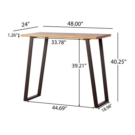 Huettl Acacia Wood and Iron Bar Table by Christopher Knight Home
