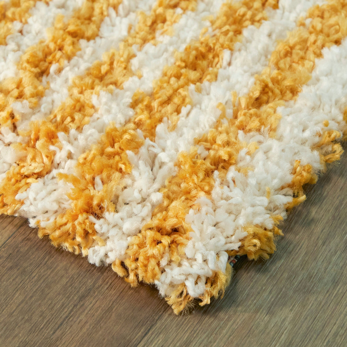 Hughes Geometric Striped Shag Area Rug