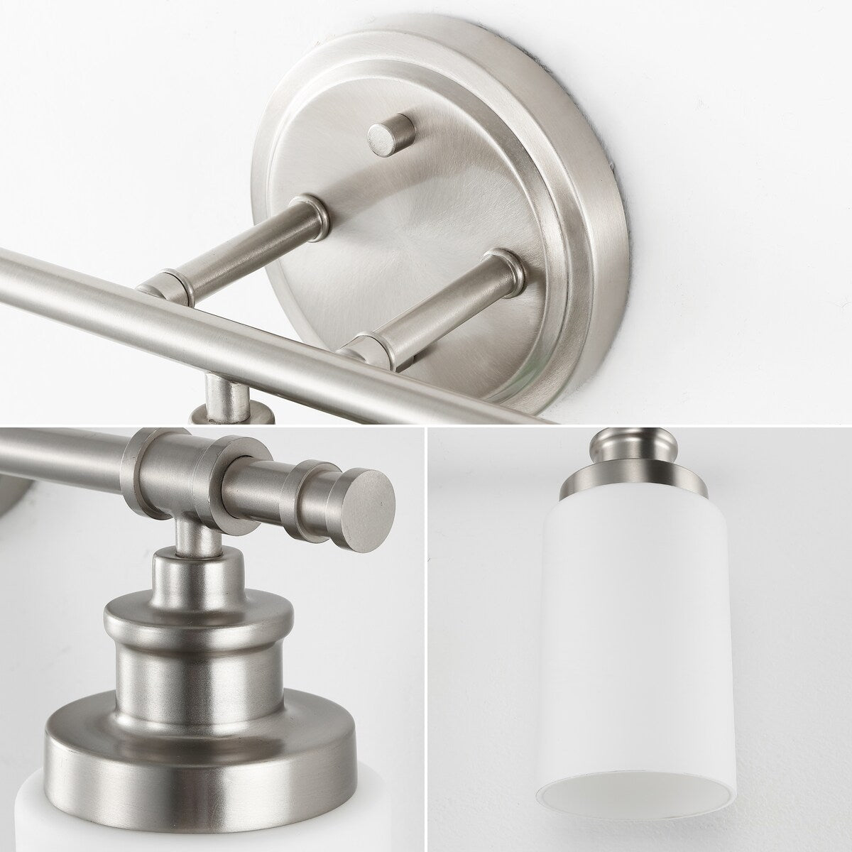 Hugo 23.25" 3-Light Classic Vanity Light with Frosted Glass Shades and Bathroom Hardware Accessory Set, (5-Piece) by JONATHAN Y