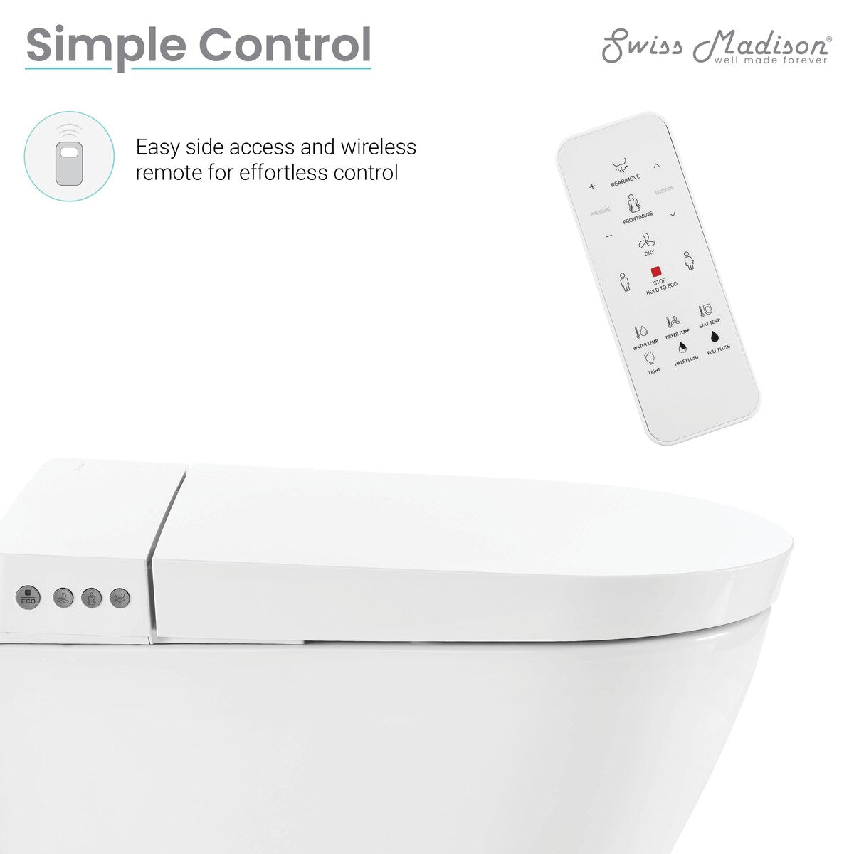 Hugo Smart Wall-Hung Toilet With Bidet Bundle (Sm-St080, Sm-Wcb02) - 23.86" x 15.67" x 17.13"