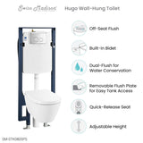 Hugo Smart Wall-Hung Toilet With Bidet Bundle (Sm-St080, Sm-Wcb02) - 23.86" x 15.67" x 17.13"