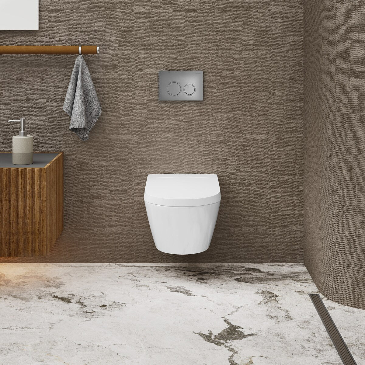 Hugo Smart Wall-Hung Toilet With Bidet Bundle (Sm-St080, Sm-Wcb02) - 23.86" x 15.67" x 17.13"