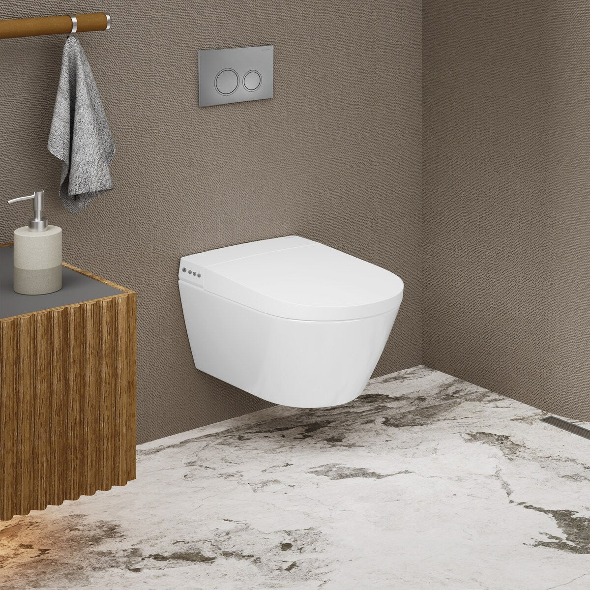 Hugo Smart Wall-Hung Toilet With Bidet Bundle (Sm-St080, Sm-Wcb02) - 23.86" x 15.67" x 17.13"