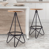 Hula 30" Modern Industrial Metal Backless Circular Bar Stool, by JONATHAN Y
