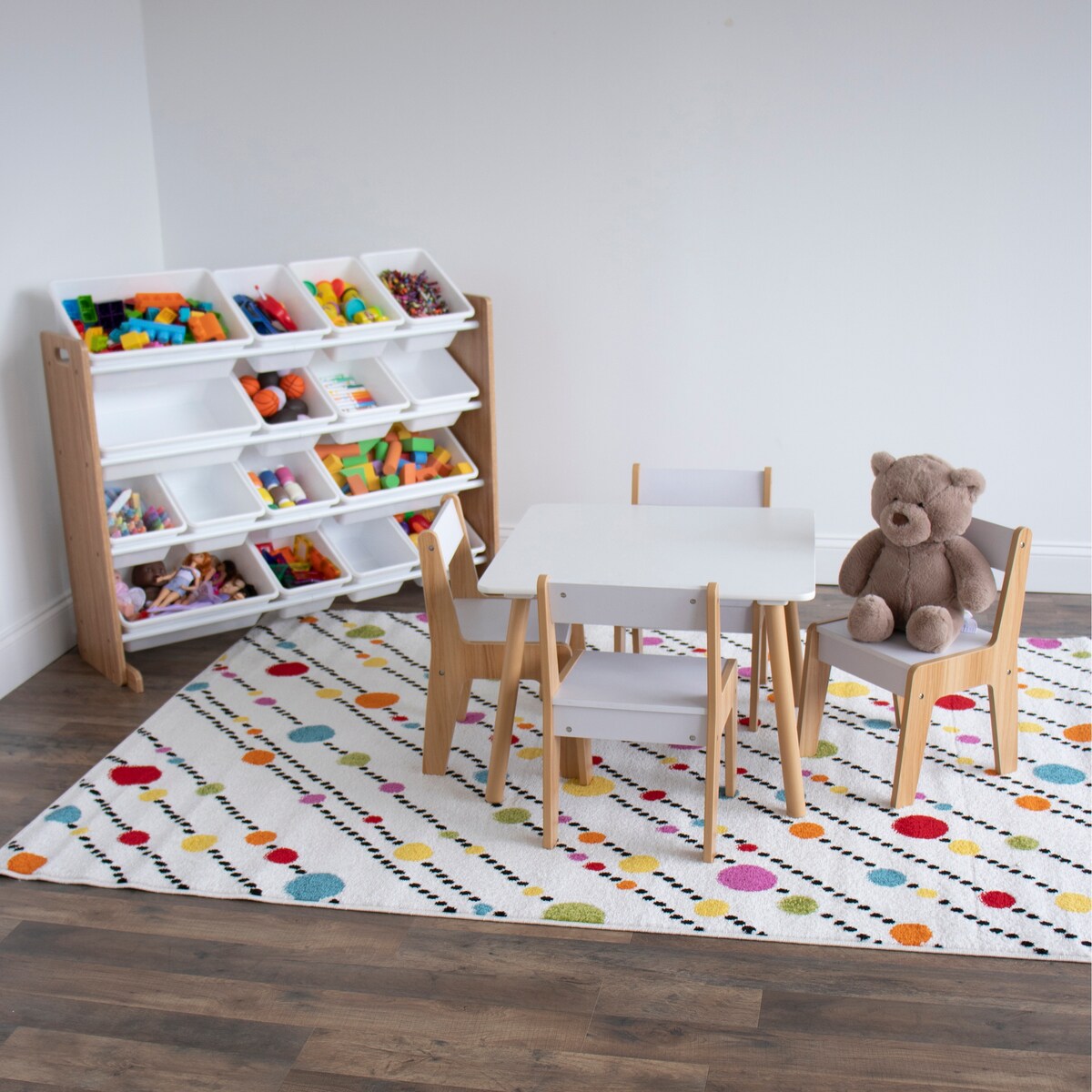 Humble Crew Modern Wood Kids Table and 4 Chairs Set