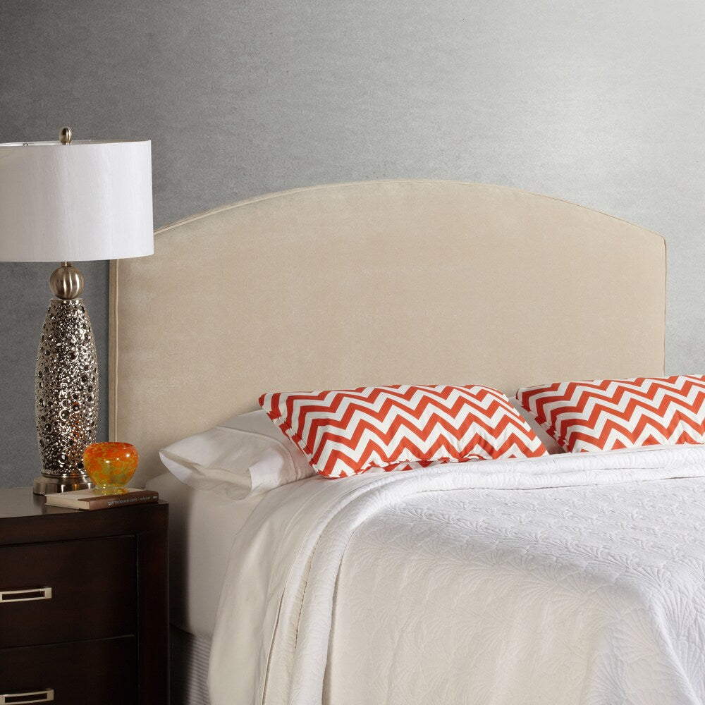 Humble + Haute Bingham King Size Ivory Velvet Curved Upholstered Headboard