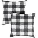Sorra Home Black Buffalo Plaid Outdoor Square Pillow (Set of 2)