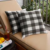 Sorra Home Black Buffalo Plaid Outdoor Square Pillow (Set of 2)
