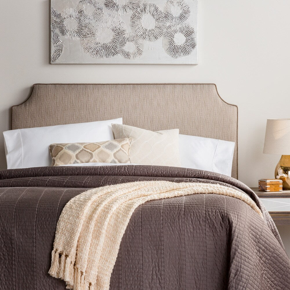 Humble + Haute Raleigh Textured Grey Velvet Corded Upholstered Headboard
