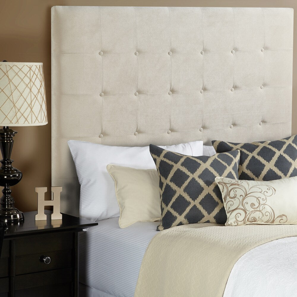 Humble + Haute Stratton Velvet Ivory Tall Tufted Upholstered Headboard