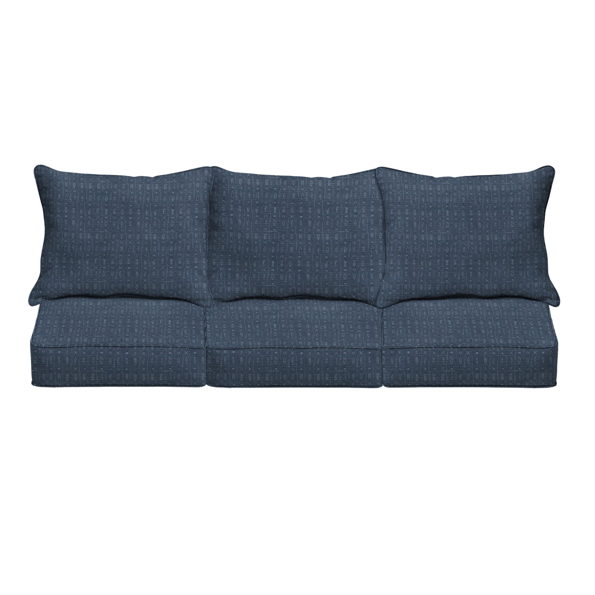 Sorra Home Sunbrella Textured Indigo Indoor/Outdoor Deep Seating Sofa Pillow and Cushion Set