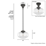 Hunter 10" Saddle Creek 1 Light Pendant or Semi-Flush Mount Ceiling Light - Kitchen Island, Dining Room, Entry