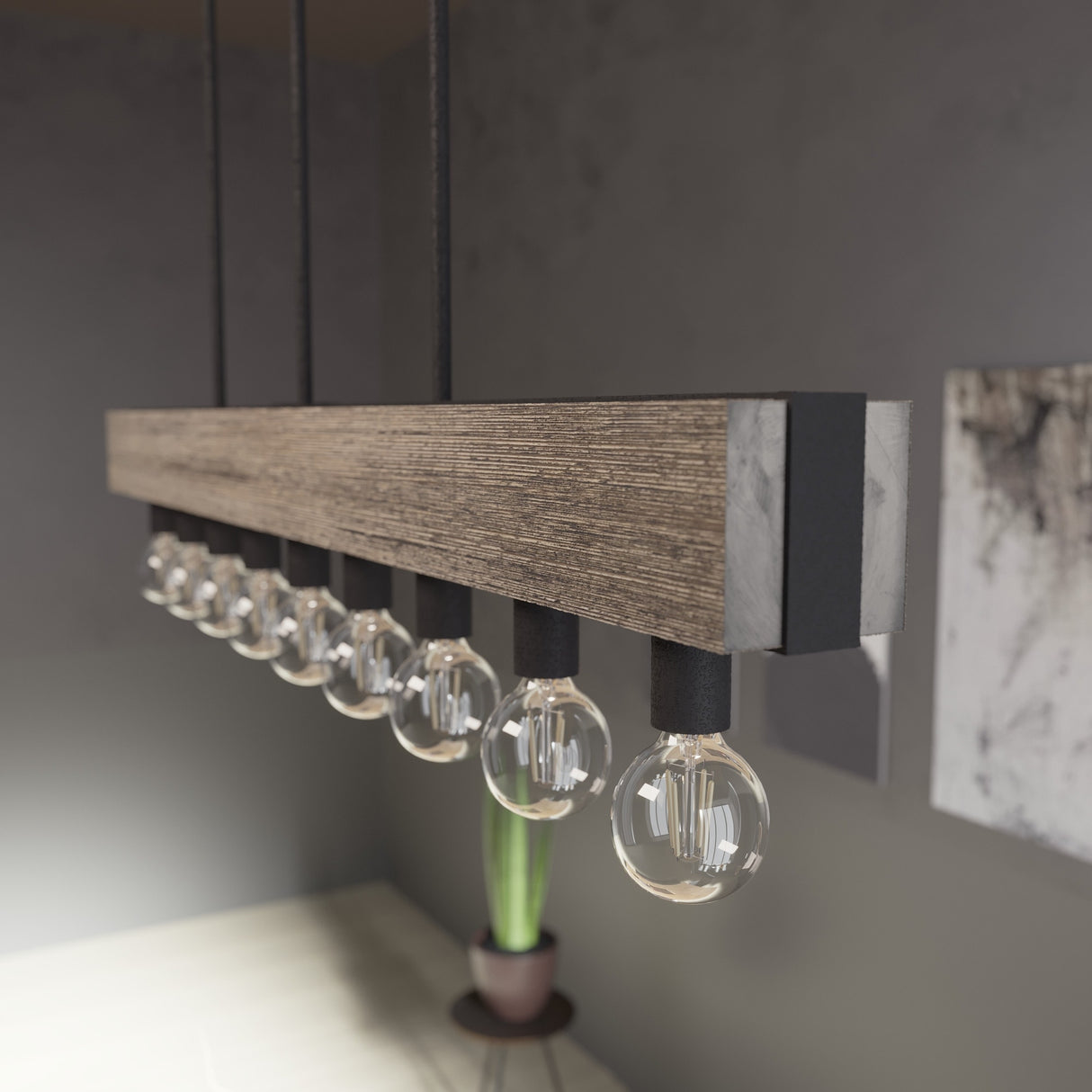Hunter Donelson 9-Light Linear Chandelier - Rustic, Farmhouse - Dining Room, Kitchen Island