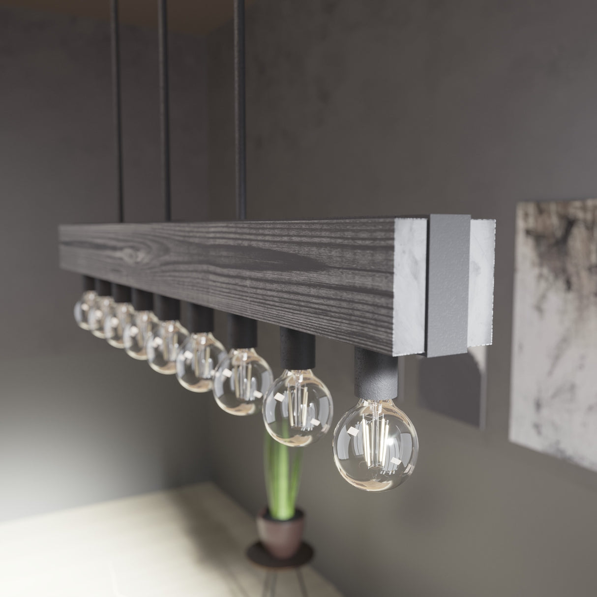 Hunter Donelson 9-Light Linear Chandelier - Rustic, Farmhouse - Dining Room, Kitchen Island