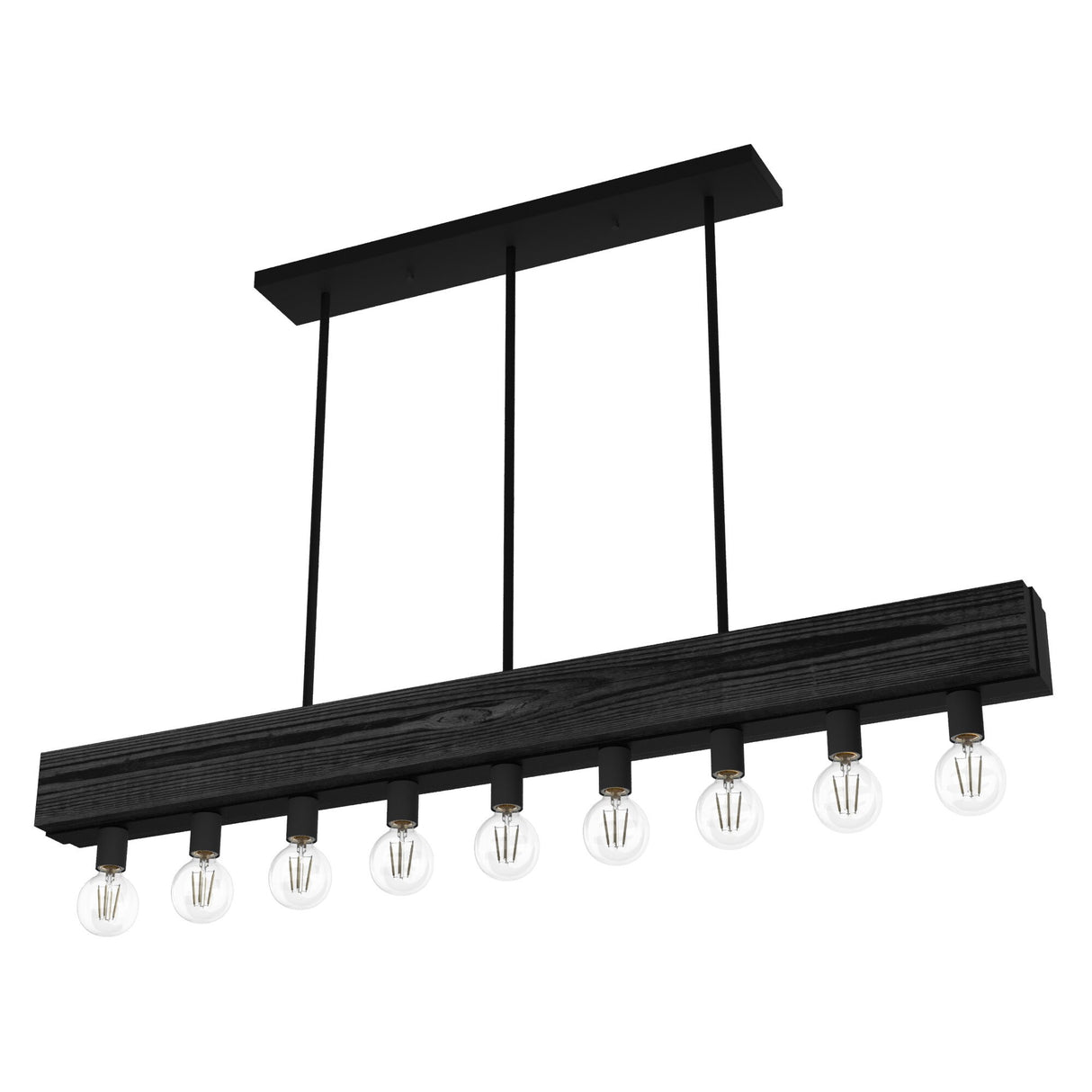 Hunter Donelson 9-Light Linear Chandelier - Rustic, Farmhouse - Dining Room, Kitchen Island