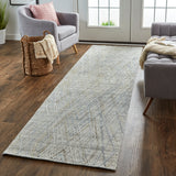 Huntley Abstract Diamond Accent Rug, High/Low, Silver Gray/Dusty Blue