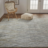 Huntley Abstract Diamond Accent Rug, High/Low, Silver Gray/Dusty Blue